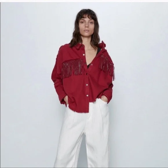 Zara Shiny Fringe overshirt jacket - Picture 3 of 9